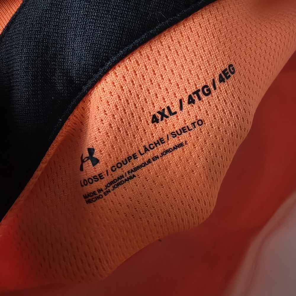 Under Armour Polo Mens 4XL Orange Blck Loose Fit HeatGear Golf Performance Shirt - Picture 2 of 7